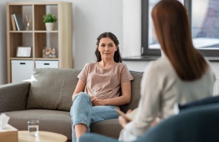 woman attending therapy session