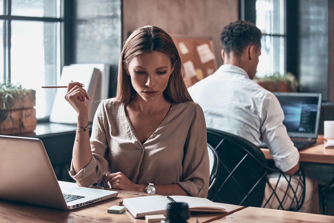 woman anxious at work